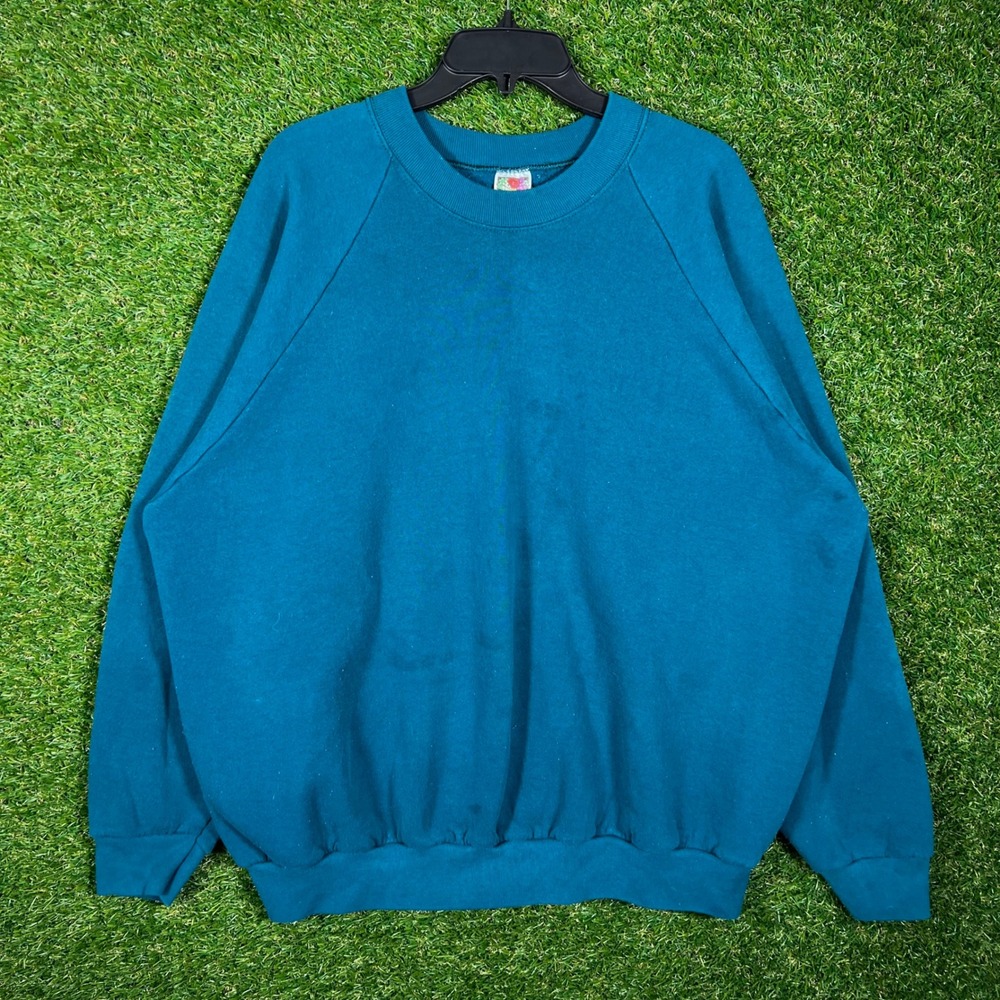 Vintage Fruit of the Loom‎ Teal Blue Crewneck Sweatshirt 90s USA Made Womens 3X